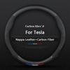 For Tesla Model 3 Model Y Model X Model S Car Carbon Fiber Leather Steering Wheel Cover Interior Decorative Accessories Non Slip