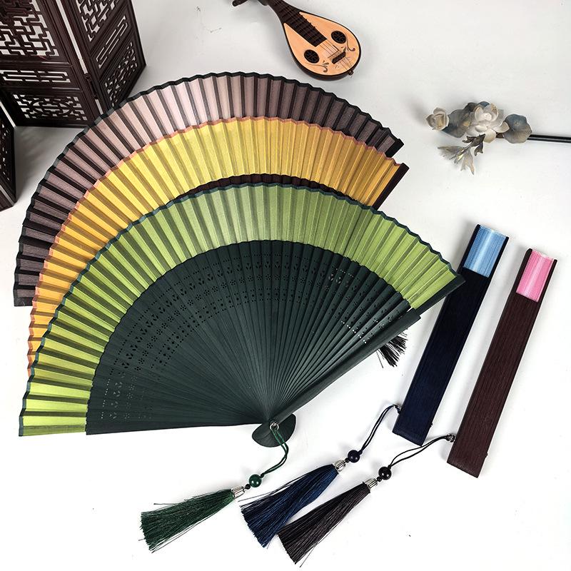 Blue Qipao Hanfu Dance Folding Fan – Green Summer Chinese Fan, Small and Blank