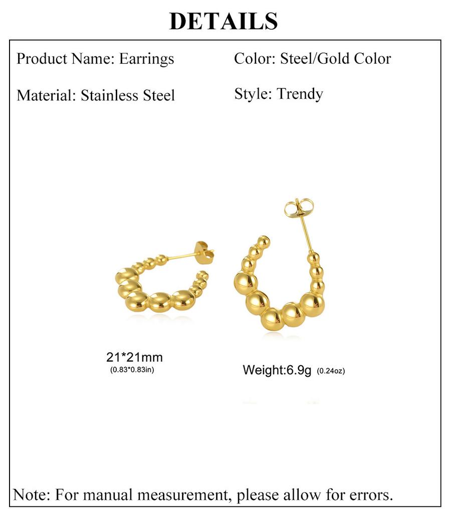 Cazador Geometric Beads Women's Earrings Gold Color Trendy Waterproof Earrings Stainless Steel Jewelry 2026 Party Wedding Gifts