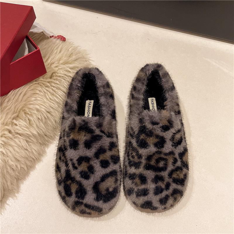 Retro Style Plaid Cotton Shoes for Women's Outer Wear In the Winter of 2025, New Home Indoor Thick-soled Non-slip Fluffy Shoes