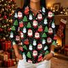 Damen Freizeithemd mit 3/4 Ärmeln, Kragen und Knopfleiste mit Weihnachtsdruck
