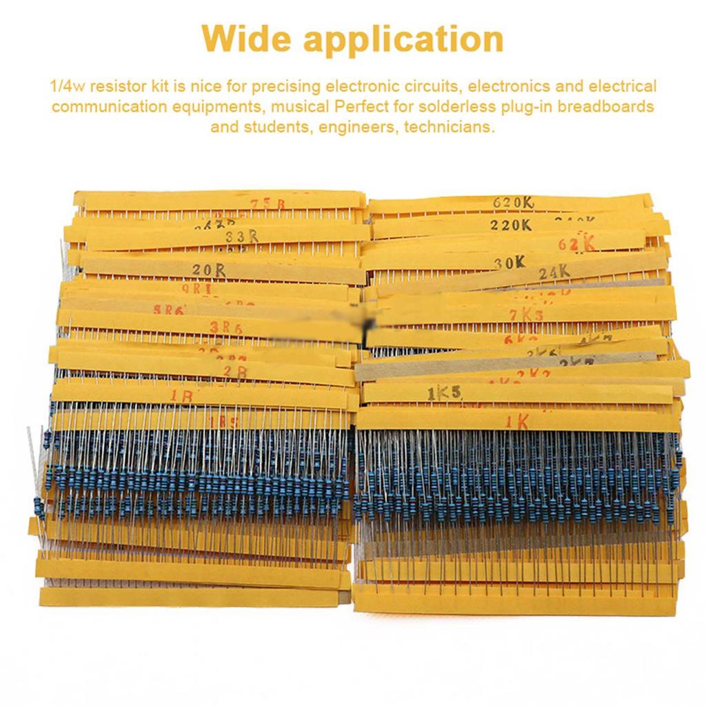 2600Pcs 130 Values Resistor Kit Commonly Used 1percent  1 4W Metal Carbon Film Resistors Classification Full Range