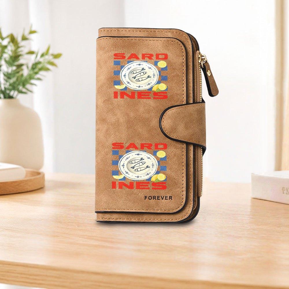 Sardine Lemon Long Zipper Wallet, Large Capacity Card Holder, Unisex Clutch Bag, Fashionable Zipper Coin Purse, Suitable for Daily Use, A Great Gift