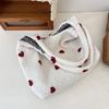 Lovely Cusual Embroidery Flower Tote Bag Sweet Large Capacity Underarm Bag Love Heart Soft Fluffy Shoulder Bag Autumn/winter