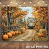 2D Plane 1 Piece of Autumn Harvest Carriage Pumpkin Hay Bale Country-style Autumn-themed Background Fabric Party Banner