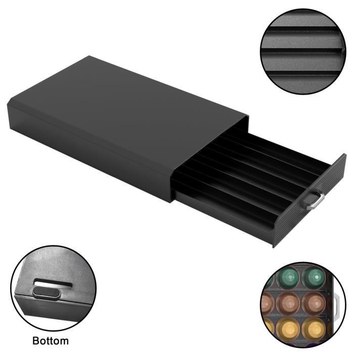 Intirilife Tiroir De Rangement Pratique Pour Capsules De Café En Noir - Compatible Avec Les Capsules Nespresso - Tiroir Caisse