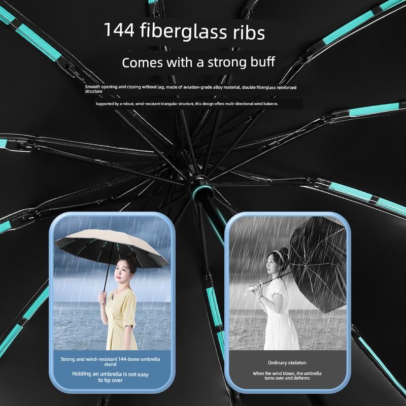 Large Reverse Umbrella That Doesn'T Wet Your Clothes, Fully Automatic Folding Umbrella with Multiple Ribs, Wind-Resistant, Reinforced and Thickened