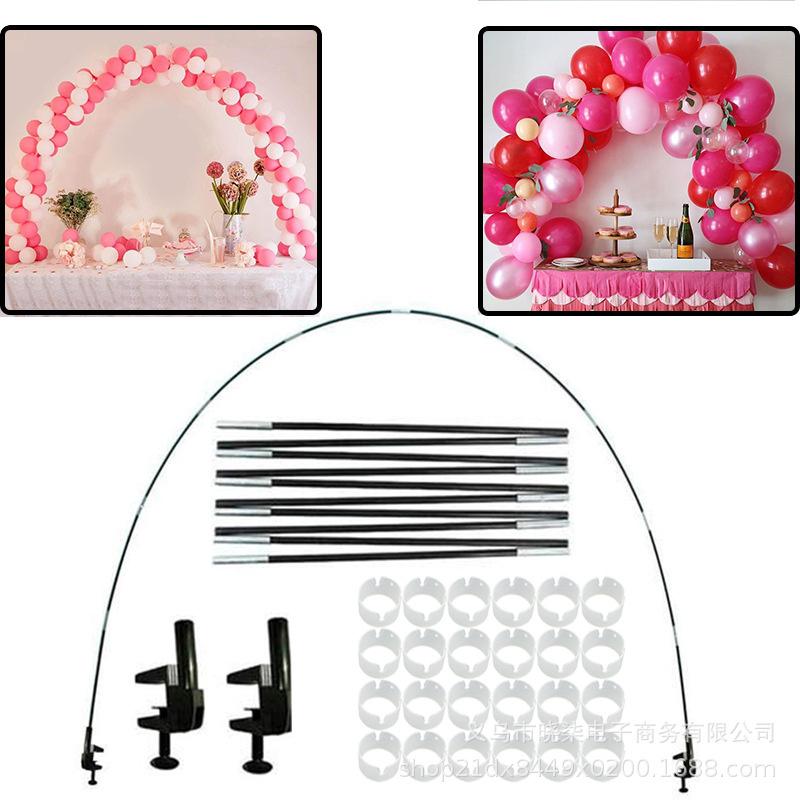 9 Fuß hoch 10 Fuß breit Verstellbares Kunststoff-Ballonsäulenständer-Set mit wasserbefüllbaren Basen und Wassersack 50 Ballonclips
