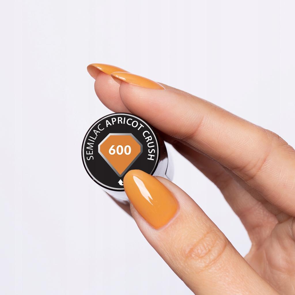 Lakier hybrydowy do paznokci pomarańczowy #600 Semilac Apricot Crush 7 ml
