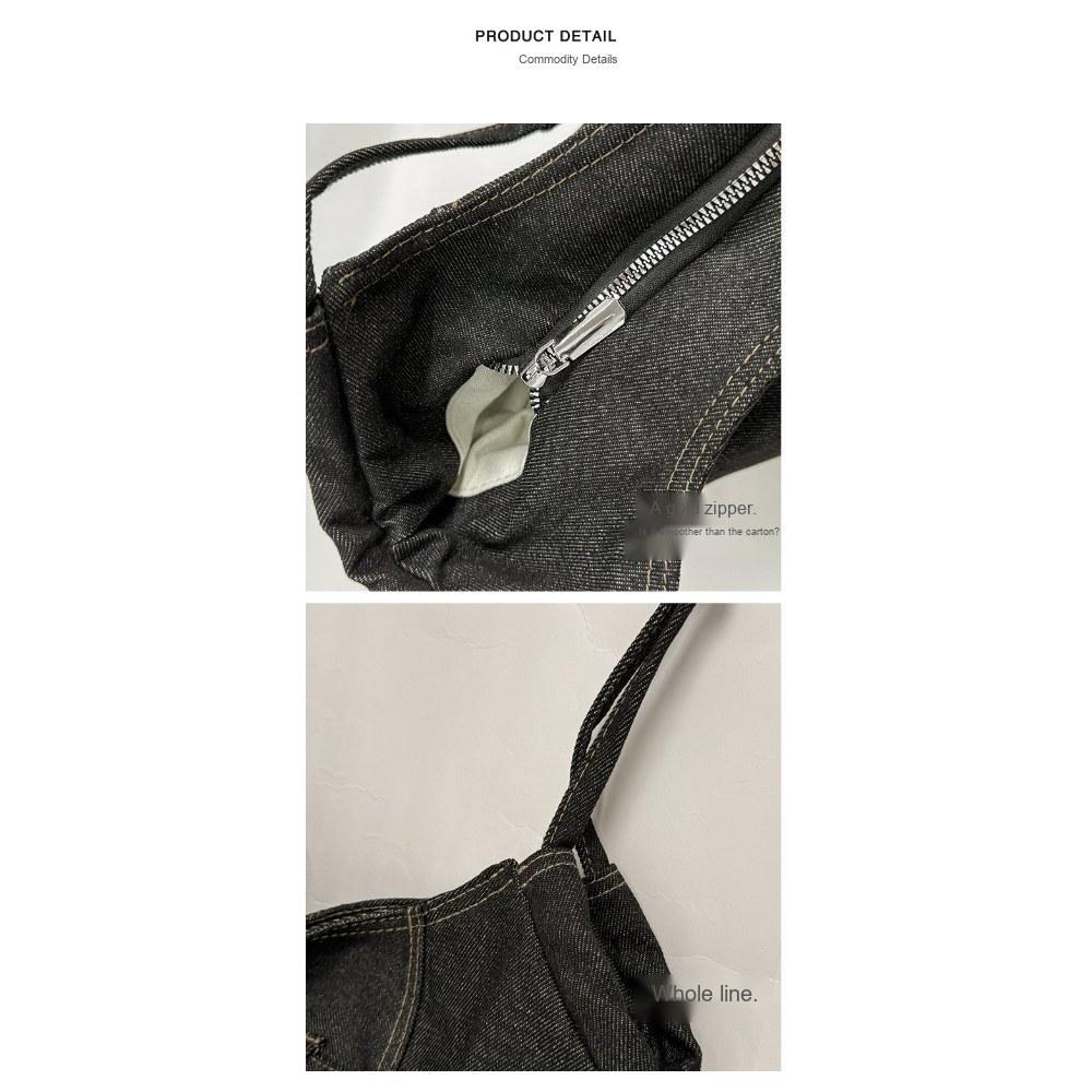 Women Vintage Pleated DenimTote Bag for Daily Commute