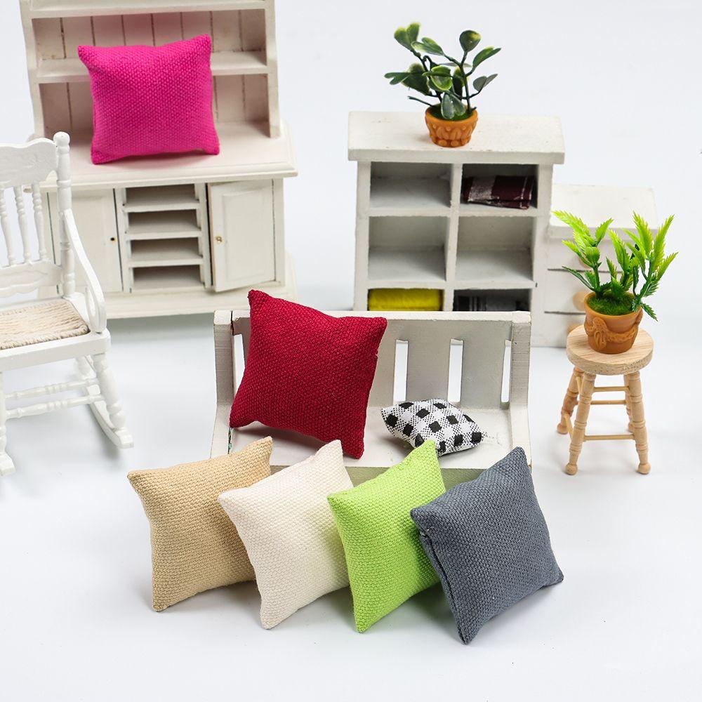 House Doll House Supplies Toys Furniture Miniature Cushions Doll Accessories Mini Dollhouse Pillows