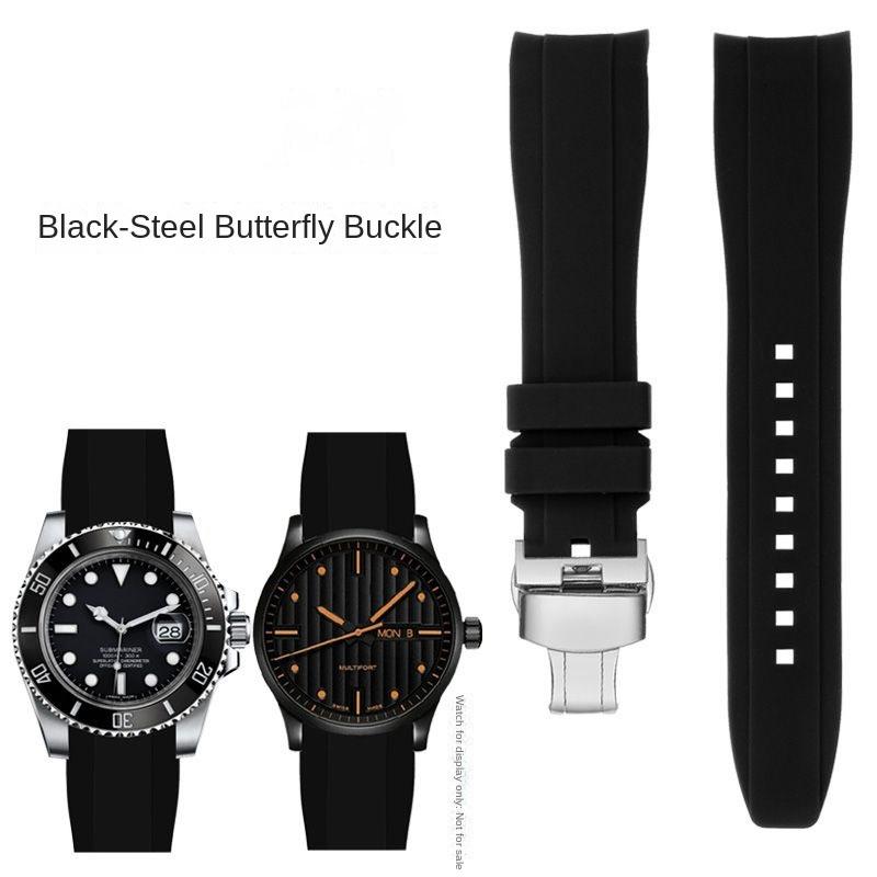 Pulseira de Borracha com Ponta Curva Para Rolex Water Ghost Seiko Mido helmsman Casio swordfish arco à prova d'água mergulho pulseira de relógio de silicone 22mm