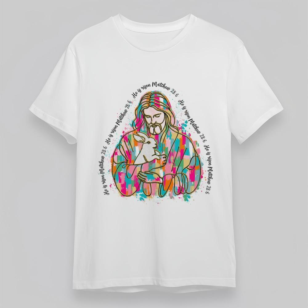 

Women s Plus Size Classic T-Shirt Pastel Color Shepherd Holding Lamb Art Tee USA M