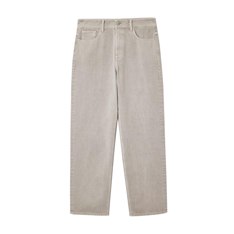 JACK&JONES Men's Gray Khaki Loose Fit Wide-Leg Jeans