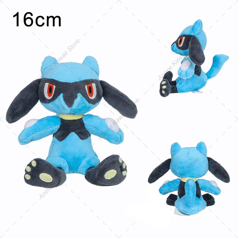 16-31cm Standing Lucario Shiny Plush Doll Cute Mega Riolu Animal Stuffed Quality Peluche Toy Children Halloween Gifts