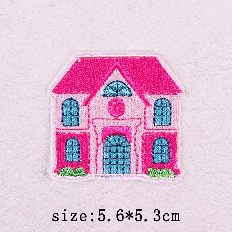 Pink Cartoon Embroidery Patch Iron On Patches For Clothing Flower Letters Patches On Clothes Sewing Fusible Patch Applique Decor