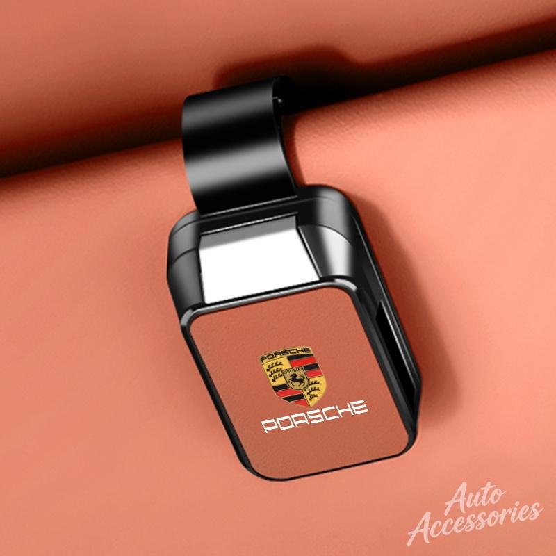 MOXX7 Car Sun Visor Glasses Holder Sunglasses Case Eyeglasses Clip For Porsche Panamera Cayenne Taycan 911 718 Macan Carrera-GT Cayman