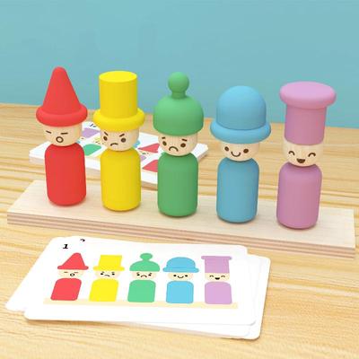 Montessori Educational Toy for Kids Changing Hats Emotion Matching Game Fine Motor Skills Color Recognition