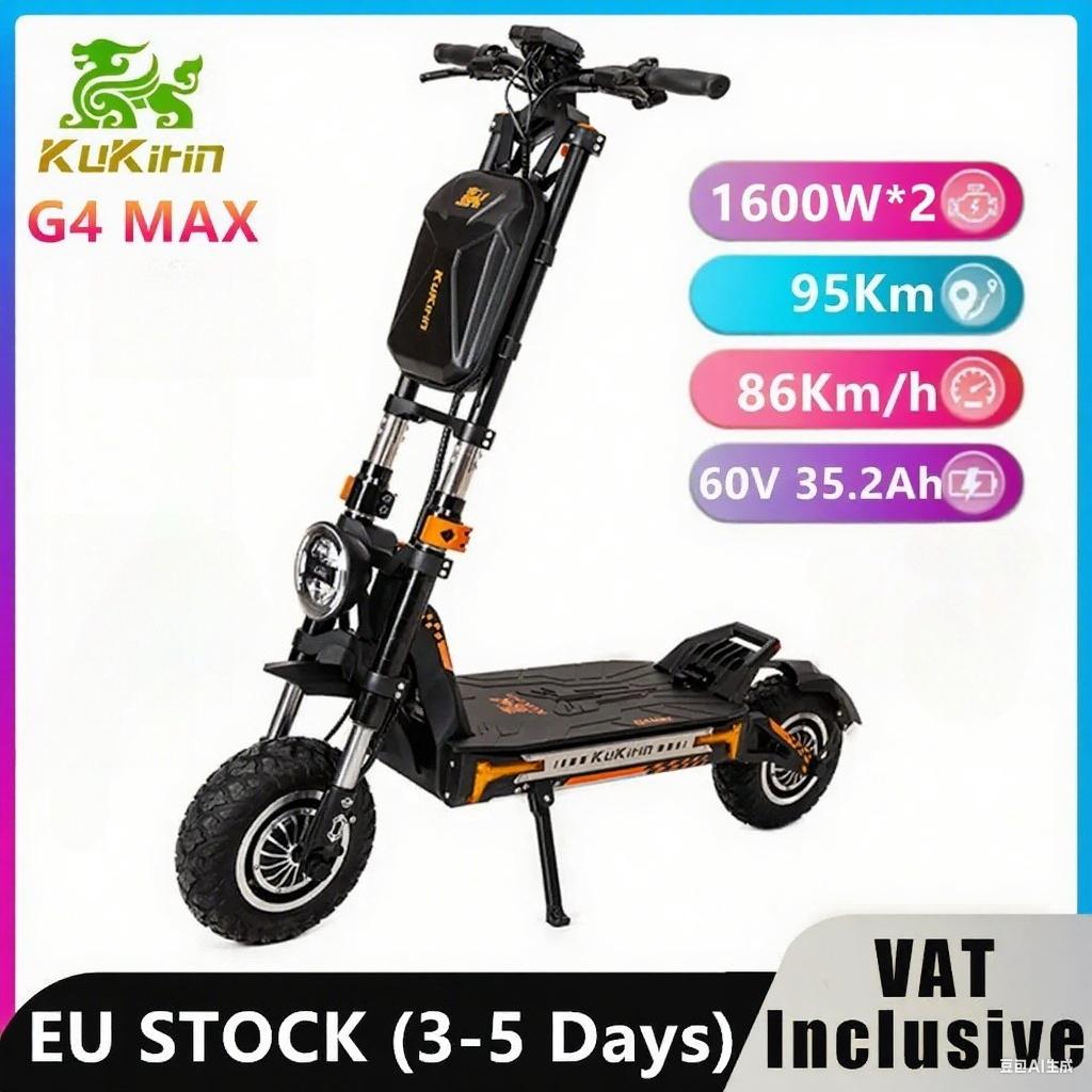 EU Stock KuKirin G4 Max Electric Scooter 2*1600W Motor 60V 35.2Ah Battery 86km/h Speed 95KM Range Off-Road Tire E-scooter