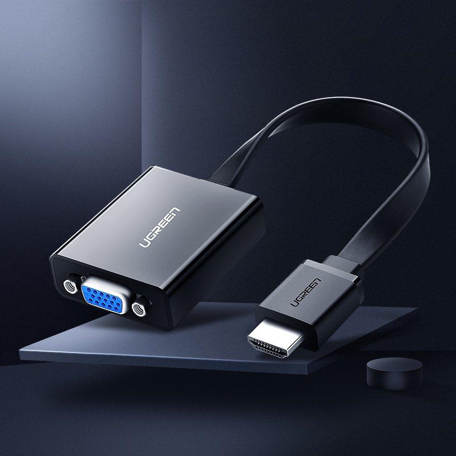 Ugreen HDMI-zu-VGA-Konverter mit Audio- und Micro-USB-Unterstützung – schwarzes Modell 40248