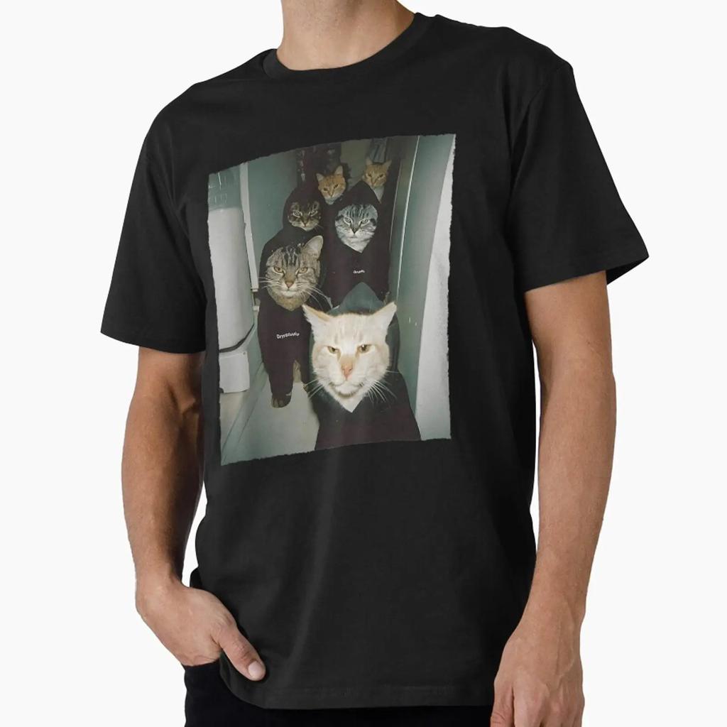 Lustige Gangsterkatzen Street Premium T-Shirt Vintage Grafik Streetwear Top Für Jeden Tag Weich Unisex Leicht