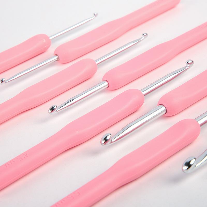 8pc/set Soft Pink Handle Crochet Hook Set- Aluminum Hook-Size 2.5mm-6mm-DIY Knitting Crafting & Single-pointed Weaving Hooks
