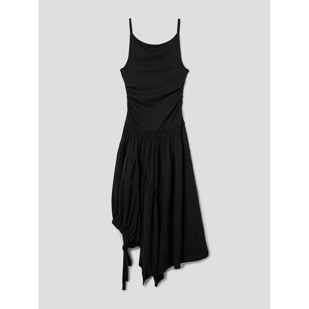 Anggae Balloon Jersey Dress Black
