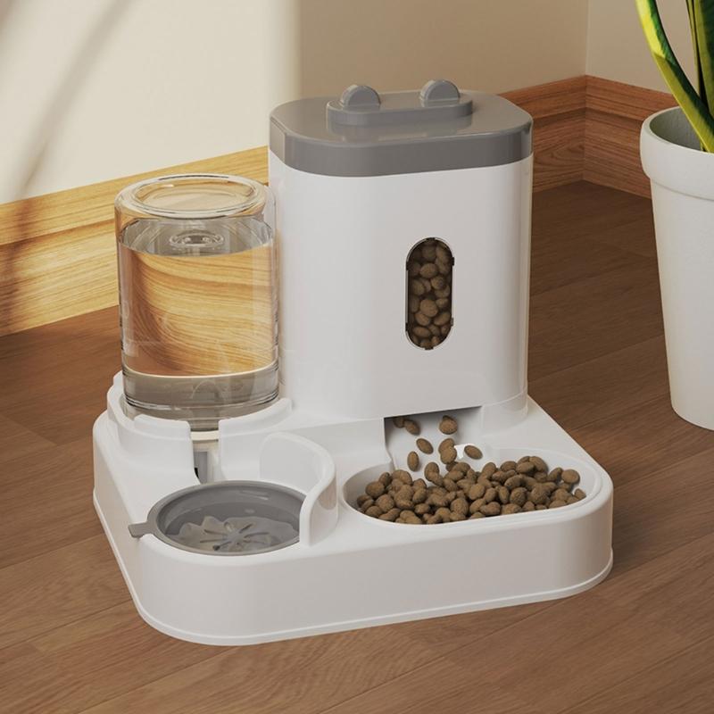 2 in 1 Practical Dog Water Food Bowl Water Dispenser for Pet Cats Lovely Dog Feeder Large Capacity Food Container Bowl