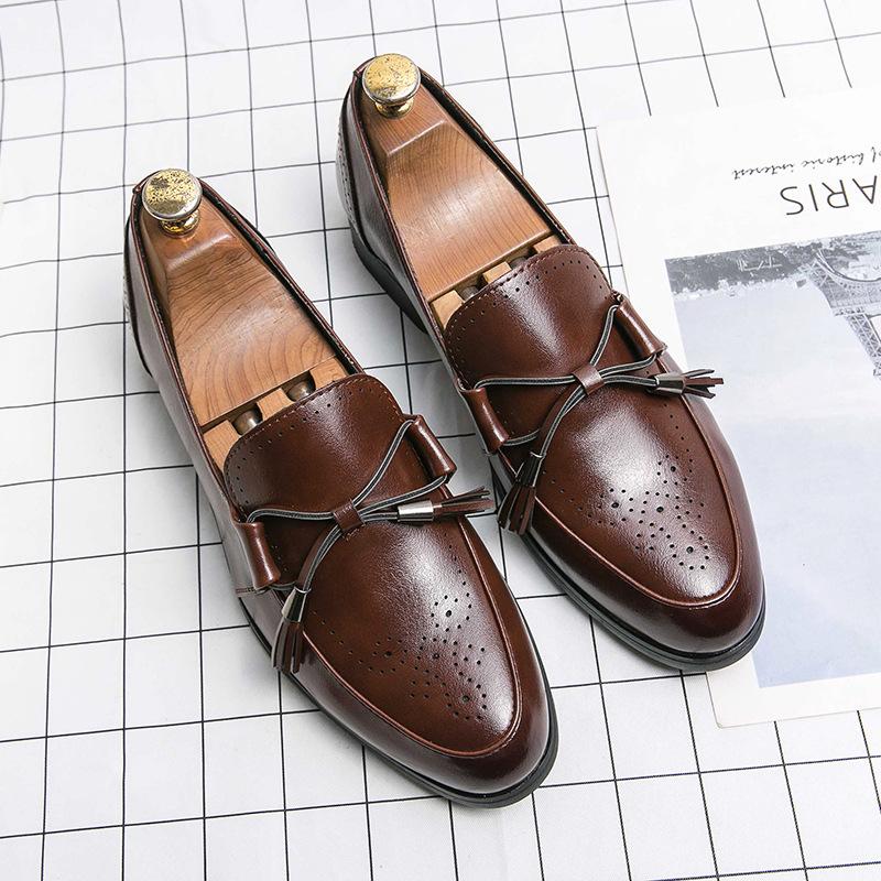 Men's Shoes Large Size New Casual Leather Shoes Fashion Business Foot Dress Shoes Trend Pointed Loafers