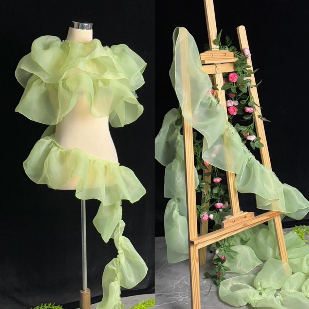 Nowa Koronka Organza Szerokość 20CM Jednokolorowa Plisowana Kształt Zmarszczenia Zakręcone Brzegi Materiał do Dekoracji DIY Falbana Materiał do Szycia