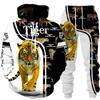 Animal 3D Tiger Printed Hoodie + Pants Suit Cool Men/Women Sweatshirt 2 Pcs Sportwear Tracksuit Set Spring Autumn Men's Clothing