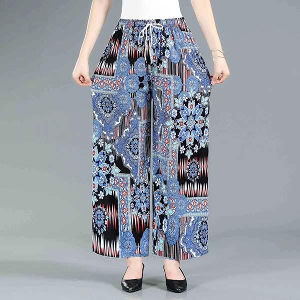 WTEMPO High Elastic Waist Large Size Casual Loose Wide Leg Pants Women Ice Silk Soft Cool Breathable Straight-leg Pants