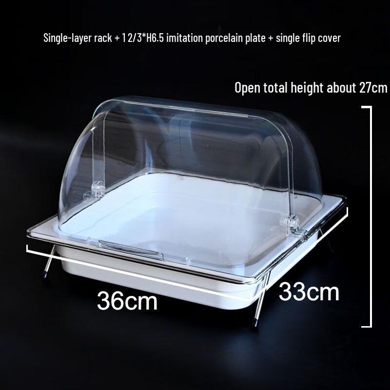 Rectangular Buffet Food Display Tray with Transparent Dust Cover