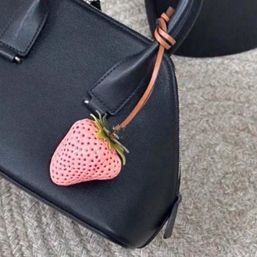 Waterproof Versatile Bag Charm 3D Red Resin Fruit Pendant Keychain Strawberry Key Ring  Friends