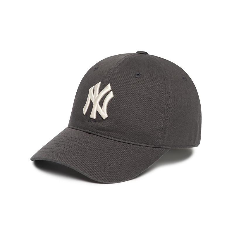MLB NY letter embroidery cotton peaked cap, same style for men and women, charcoal gray 3ACP6601N-50CGS graue