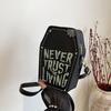 Gothic Dark Locomotive Box Bag Women  New Personality Letter Shaped Bag Single Shoulder Crossbody Phone Bag