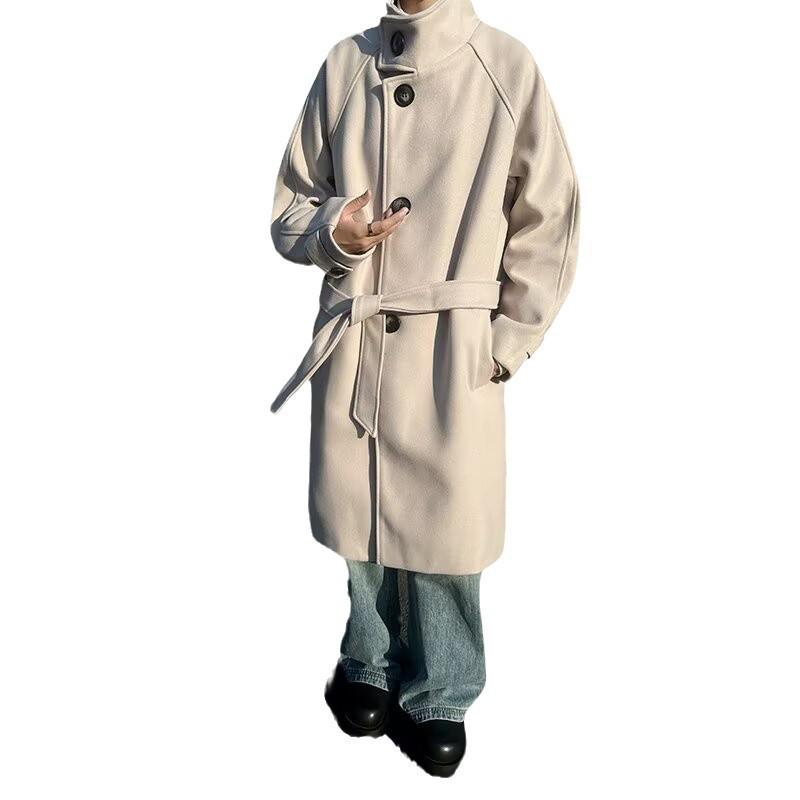 High Street Style Woolen Coat for Men and Women - Loose Mid-Length Korean Over-the-Knee Trench for Autumn/Winter