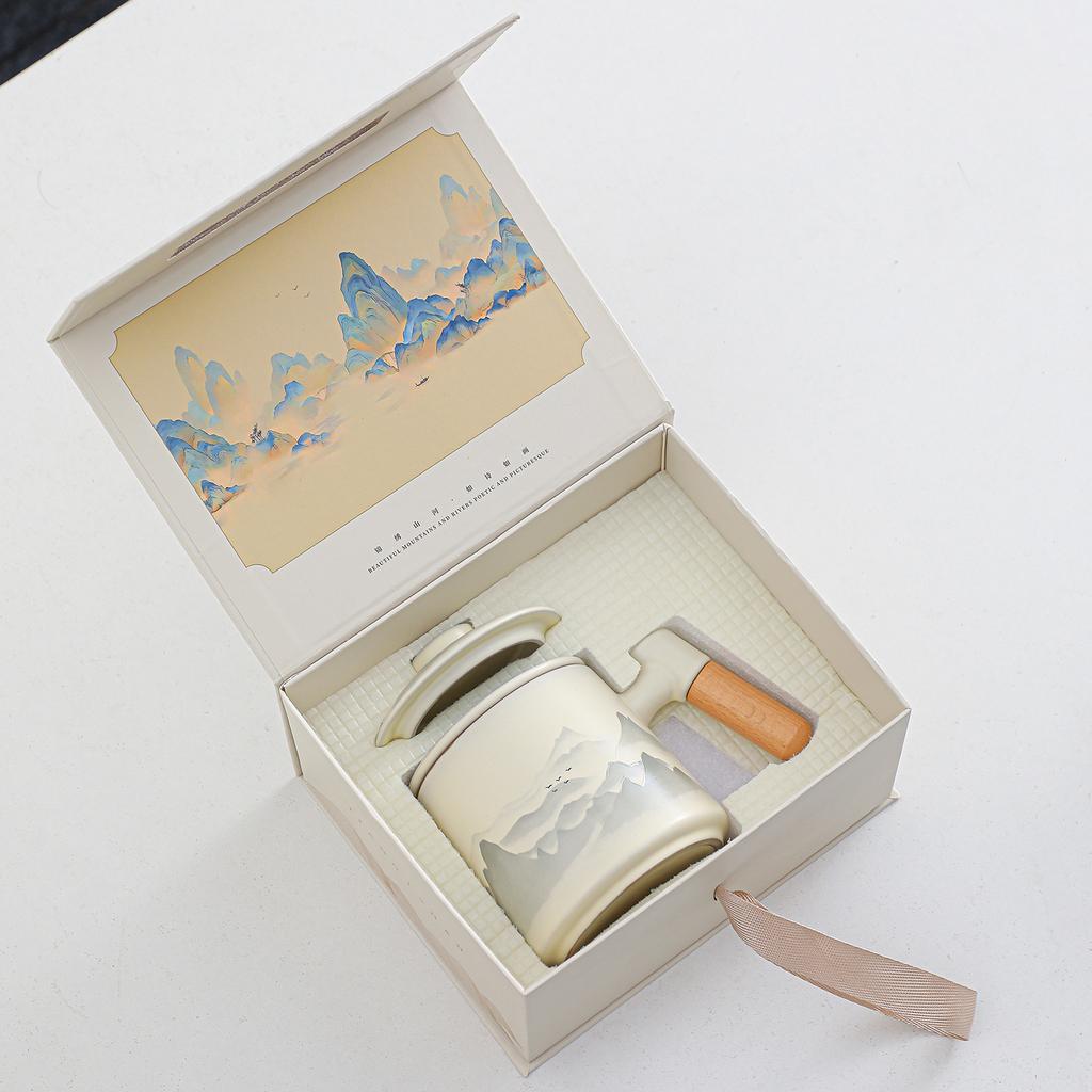 Guochao Gift Set Ceramic Tea Separation Office Cup Personal Tea Cup with Filter Mug Can Be Printed