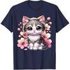 Cute Cat with Cherry Blossoms Cat T-Shirt