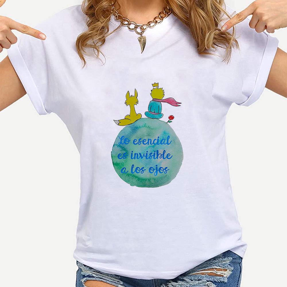 Little Prince White Print Women's Short Sleeve T-Shirt