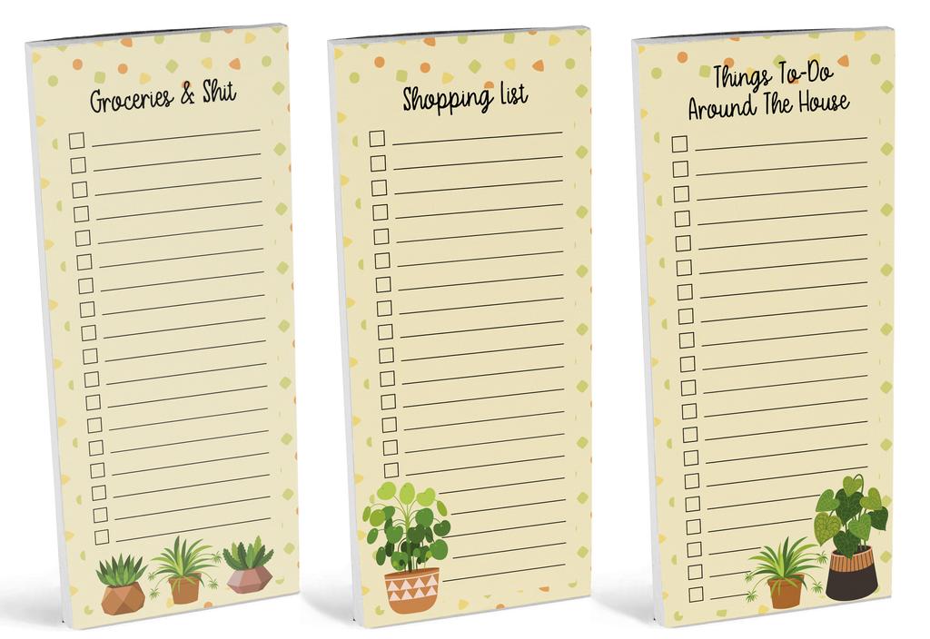 Inkdotpot Balení 3 magnetických poznámkových bloků na lednici – magnetické poznámkové bloky do chladničky- (50 listů