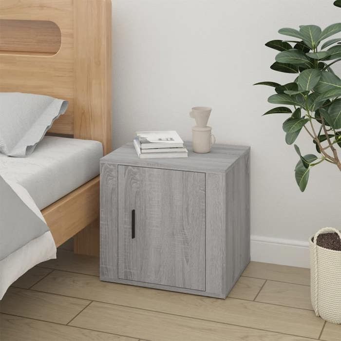 Table de chevet - Maison Exclusive - Sonoma gris - Lot de 2 - Bois d'ingénierie 50x39x47 cm