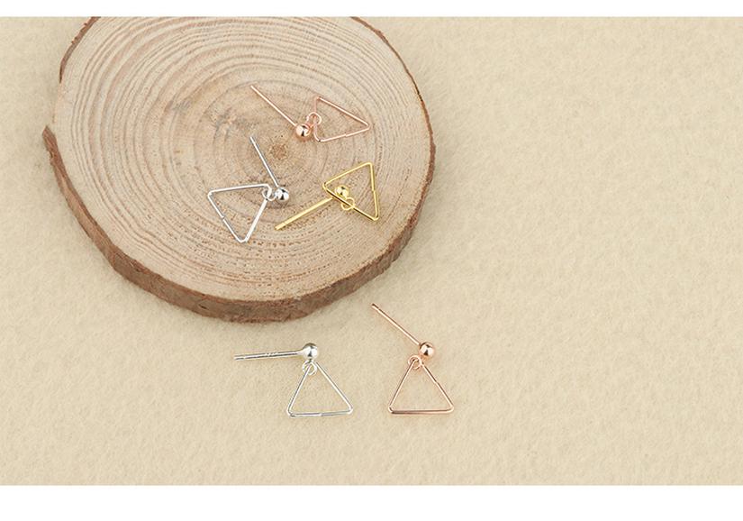 Tingxiang S925 Sterling Silver Geometric Triangle Beaded Earrings