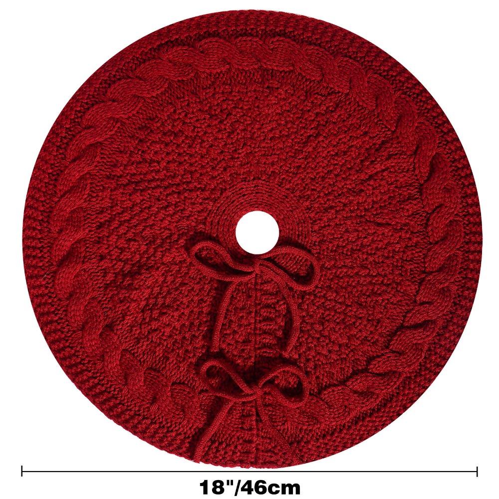 Red/White Christmas Tree Mat 18 in Christmas Tree Carpet Knitted Christmas Tree Skirt  Living Room