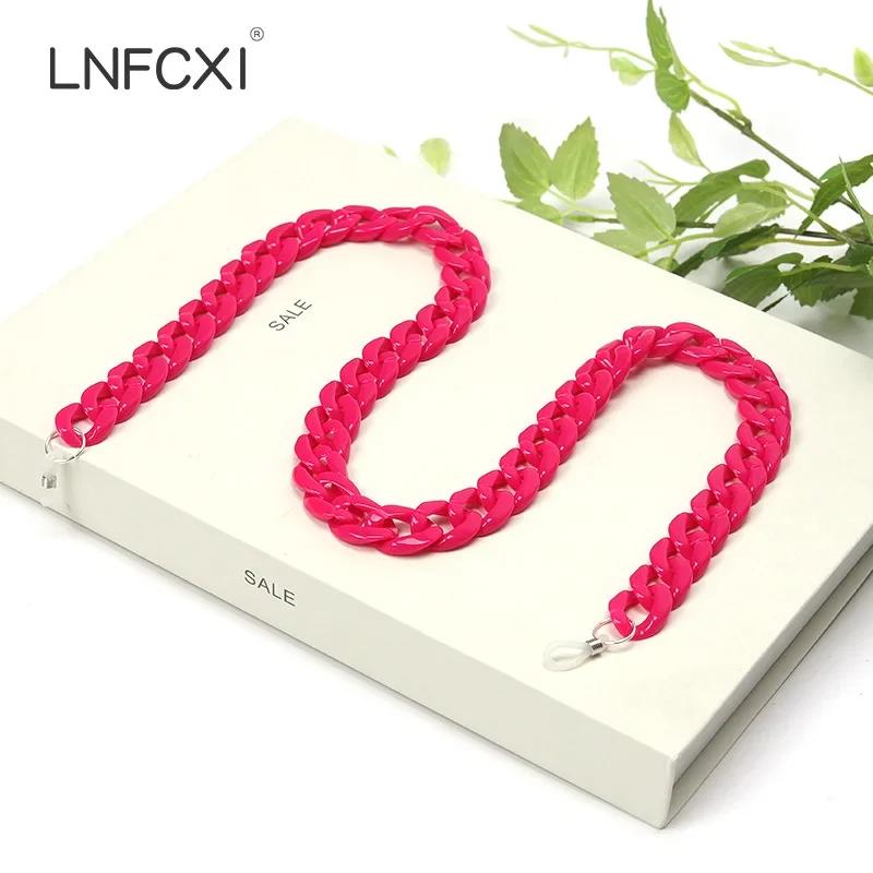  Retro Bright Acrylic Glasses Sunglasses Chain Straps Lanyards Blue Color Reading Glasses Hanging Neck Glasses Chain