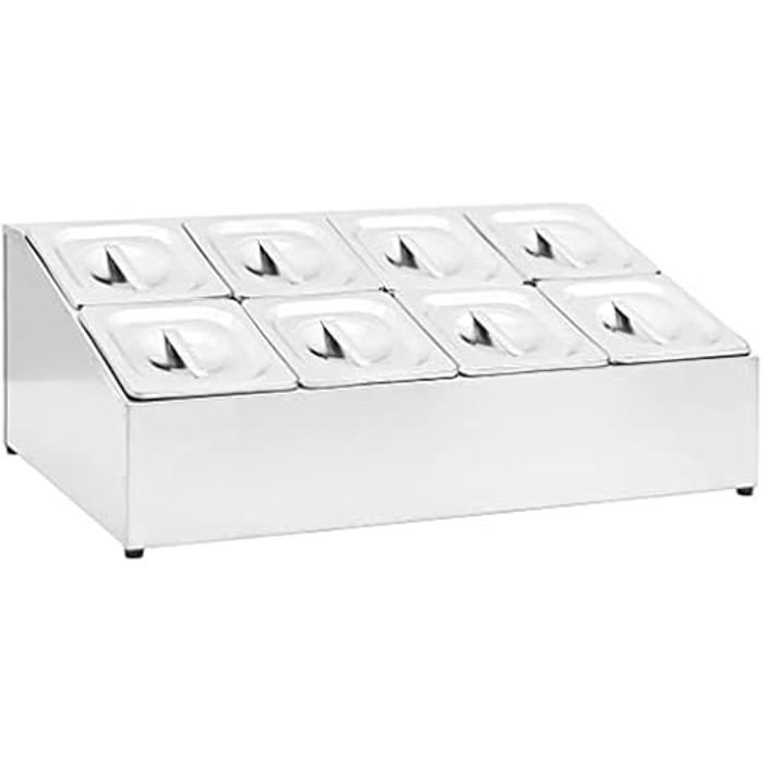 Récipient Gastronorm - vidaXL - GN 1/6 - Acier Inoxydable - 8 Bacs - Couvercles Inclus
