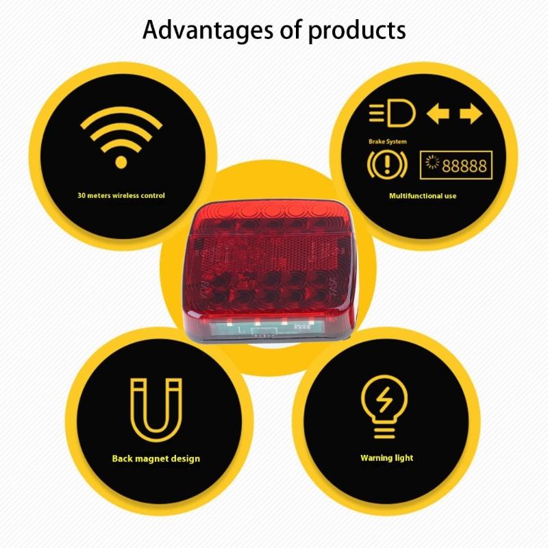 LED Wireless Trailer Lights Magnetic Trailer Lamp Tail Lights for Truck Vehicle Rechargeable Towing Light Kit