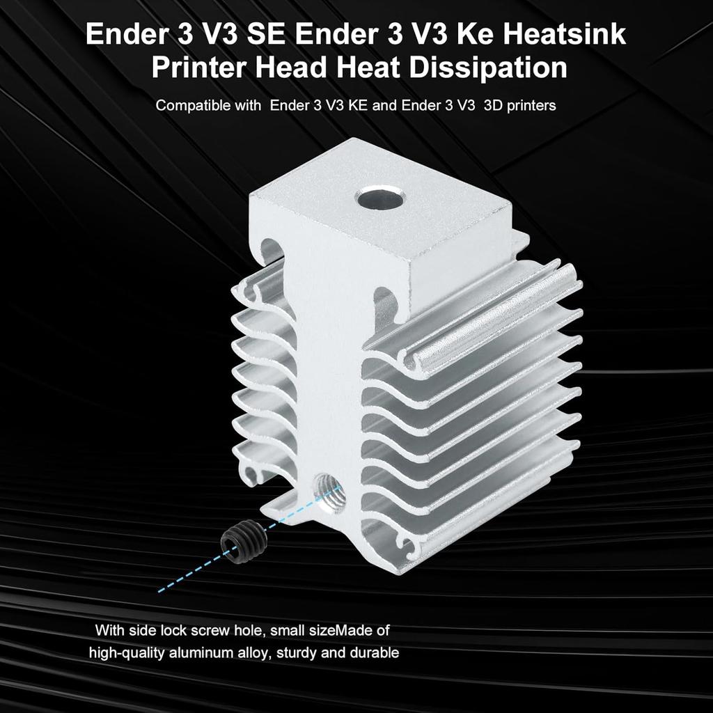 3D Printer xirbbo Heat Dissipation Block, Ender 3 V3 Silver Aluminum 3D Printer Heatsink Radiator, Hotend Replacement Parts 3D Printing Heatsink
