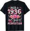 T-shirt 90 ans Fabriqué en 1936 Floral 90ème Anniversaire Femme T-shirt unisexe