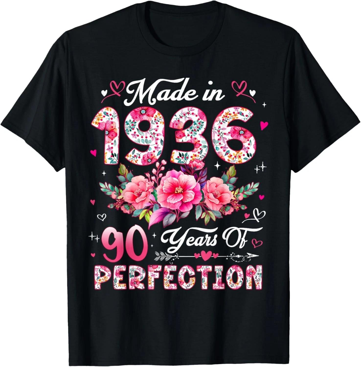 

90 Year Old Made in 1936 Floral 90th Birthday Women T-Shirt unisex T-Shirt S